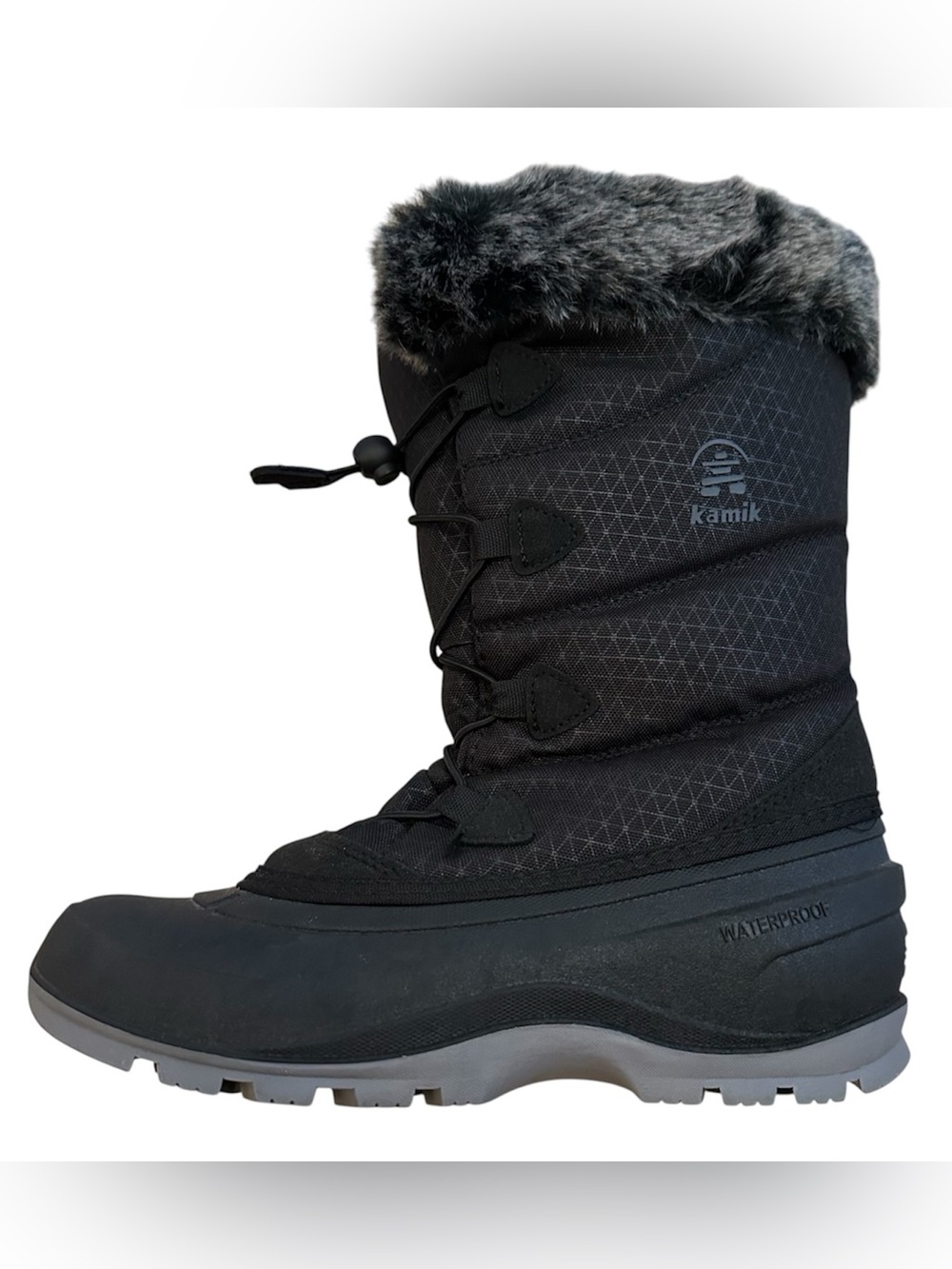 Kamik Women's Black Winter Snow Boot with Faux Fur Collar